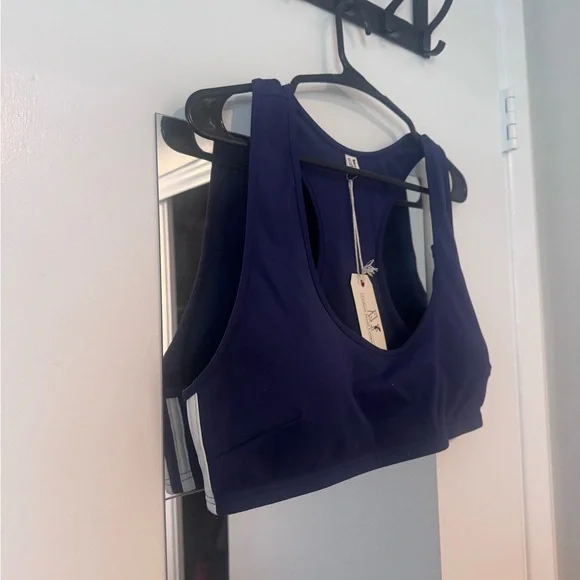 Fashion Brand Company Navy White Stripes Sporty Spice Yoga Sports Bra NWT 2x - Picture 2 of 4